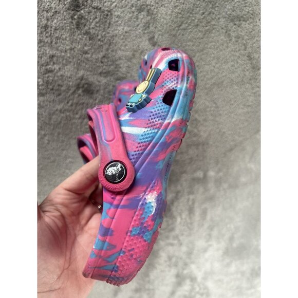 Crocs Peppa Pig Jibblits Tie Dyed Sling Pink Blue White Clogs J 1  Youth Sandals - Picture 3 of 11